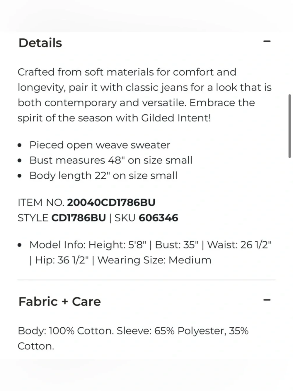 NWT Gilded Intent Mixed Sweater - Picture 7 of 7
